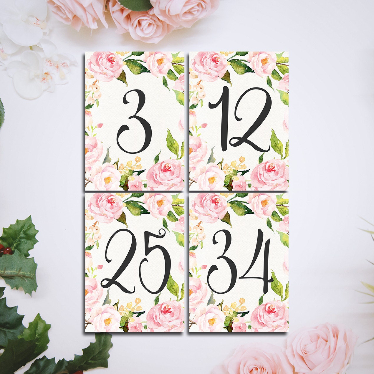 printable floral wedding table numbers 5x7 table numbers 1