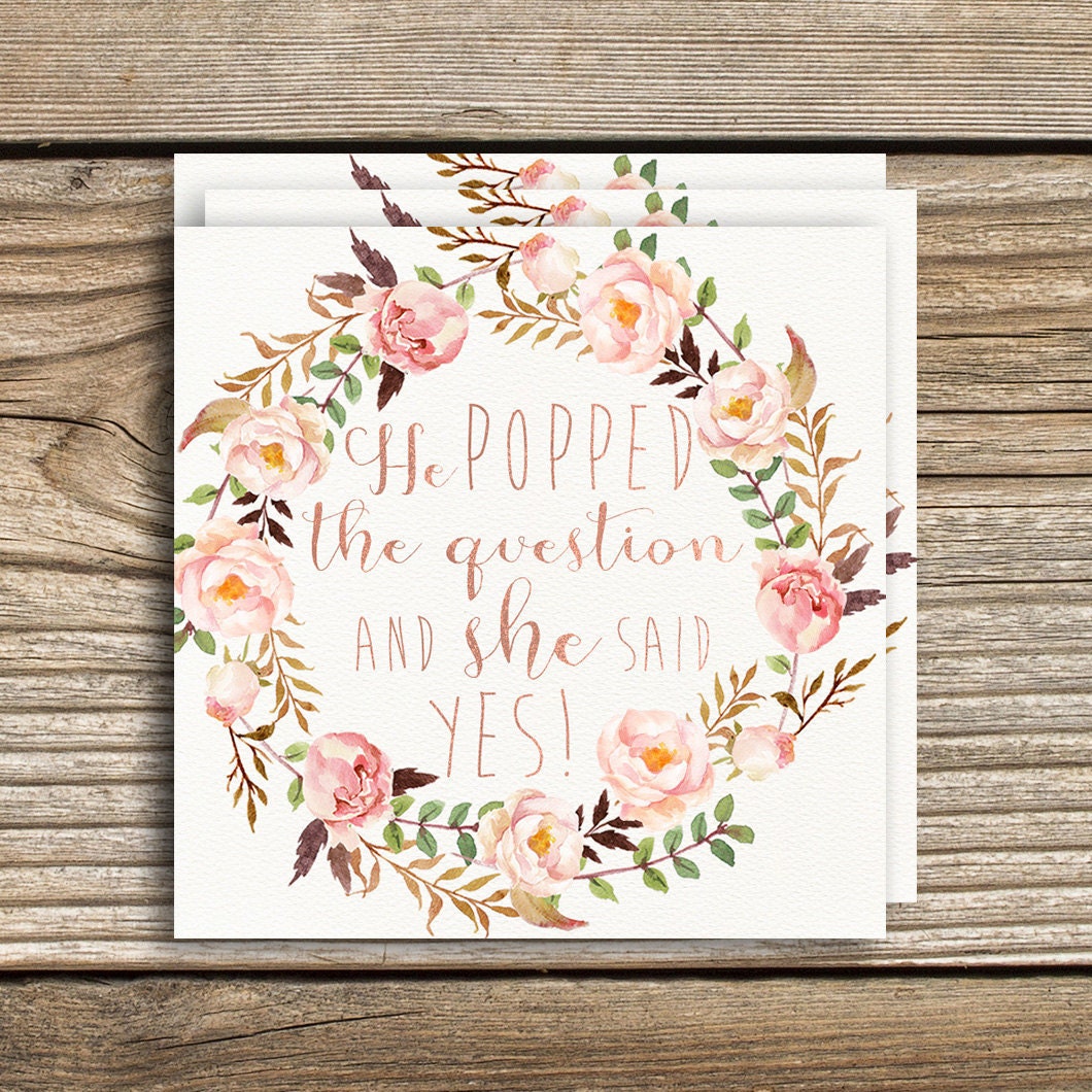 Printable He Popped the Question Favor Tags Rose gold Tags | Etsy