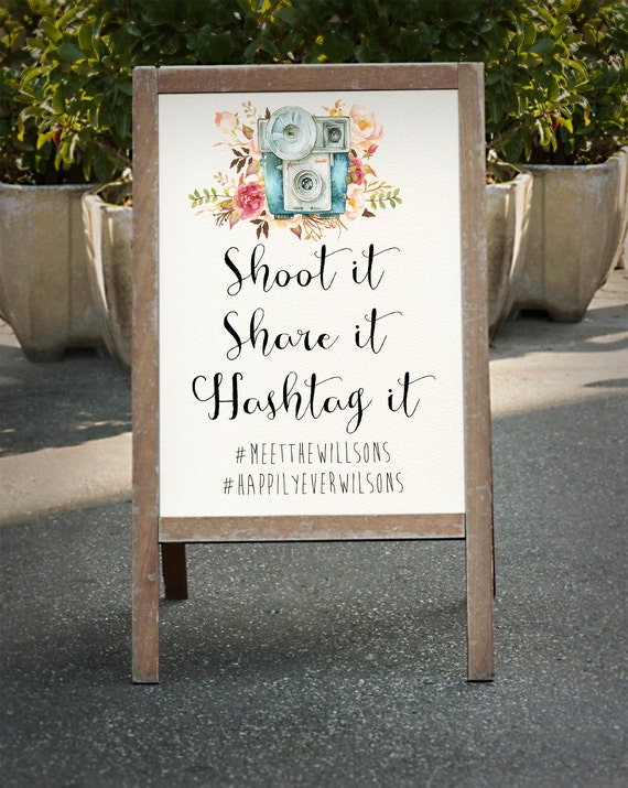 Wedding hashtag Wedding instagram sign Shoot it Share it Etsy