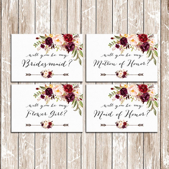 Personalizado va a ser mi Dama De Honor Flores Niña Dama De Honor Boda de tarjeta