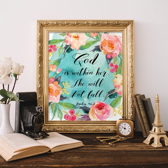 Watercolor Bible Verse Printable wall art decor poster Psalm | Etsy