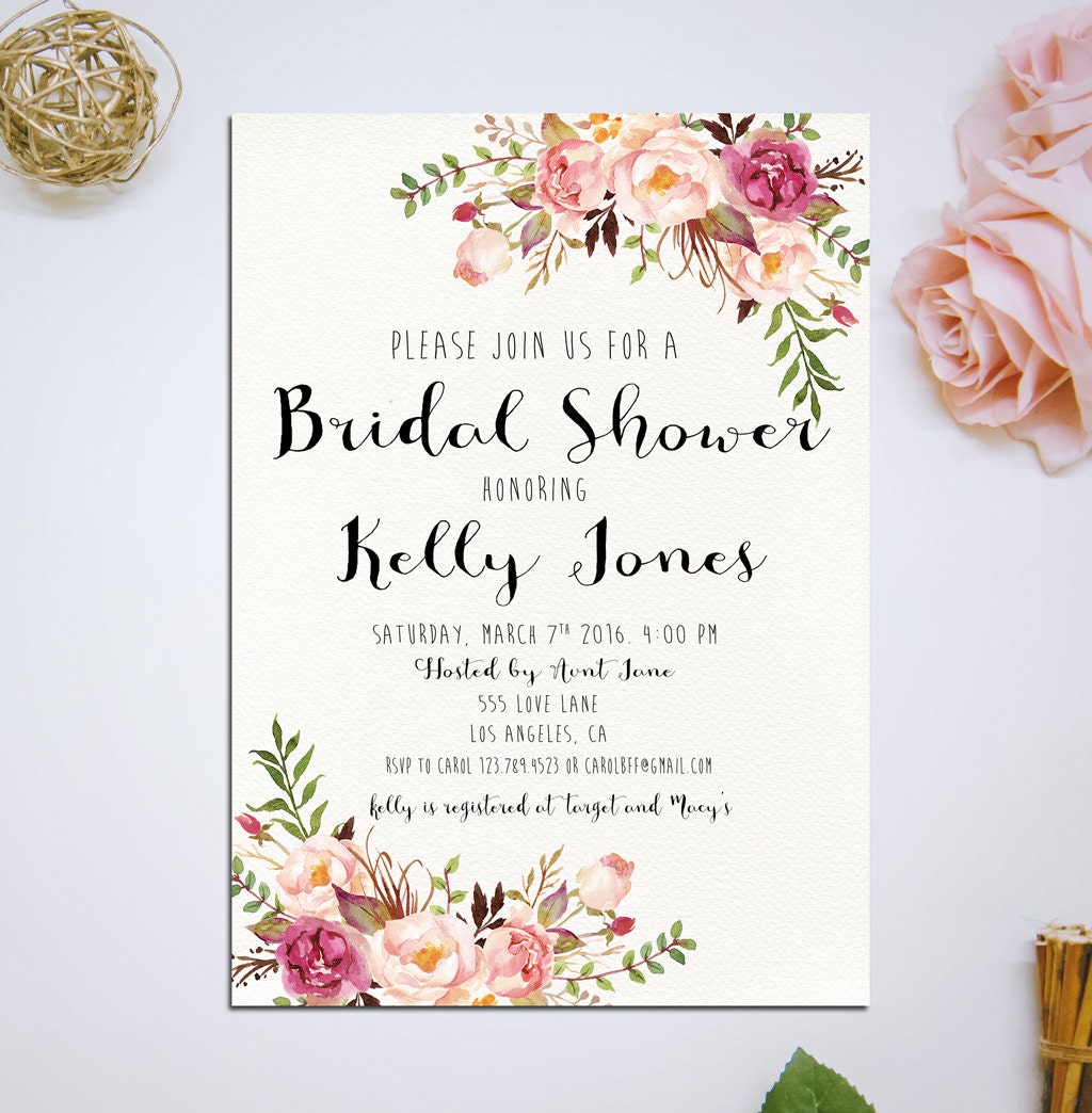 Wedding invitation Printable Bridal Shower Invitation Bridal Etsy