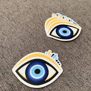 Evil eye sticker, set of 4, waterproof, vinyl, stickers, pomegranates, pomegranate stickers, bottle stickers, laptop sticker, Persian, greek