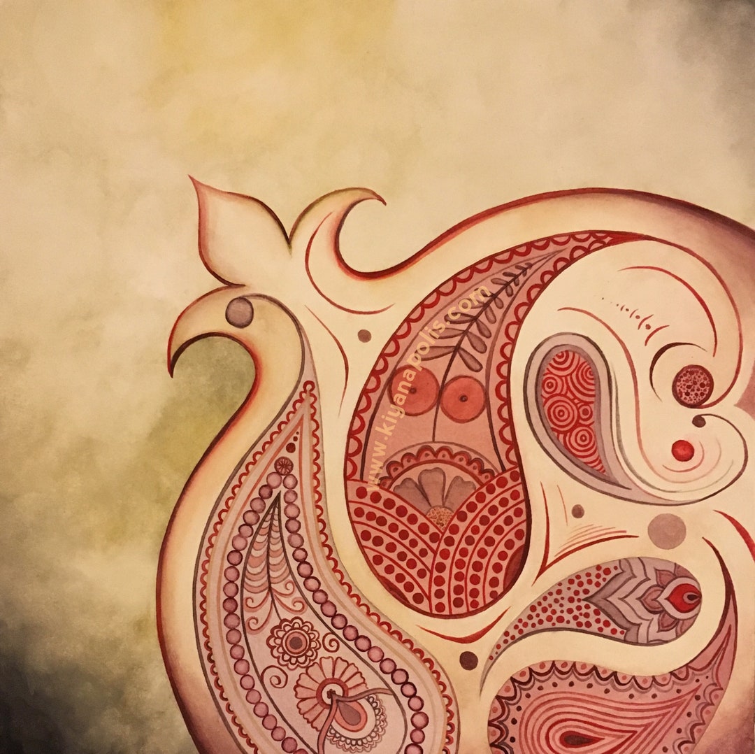 Pomegranate Painting, Shabe Yalda, Abstract Painting, Abstract Art