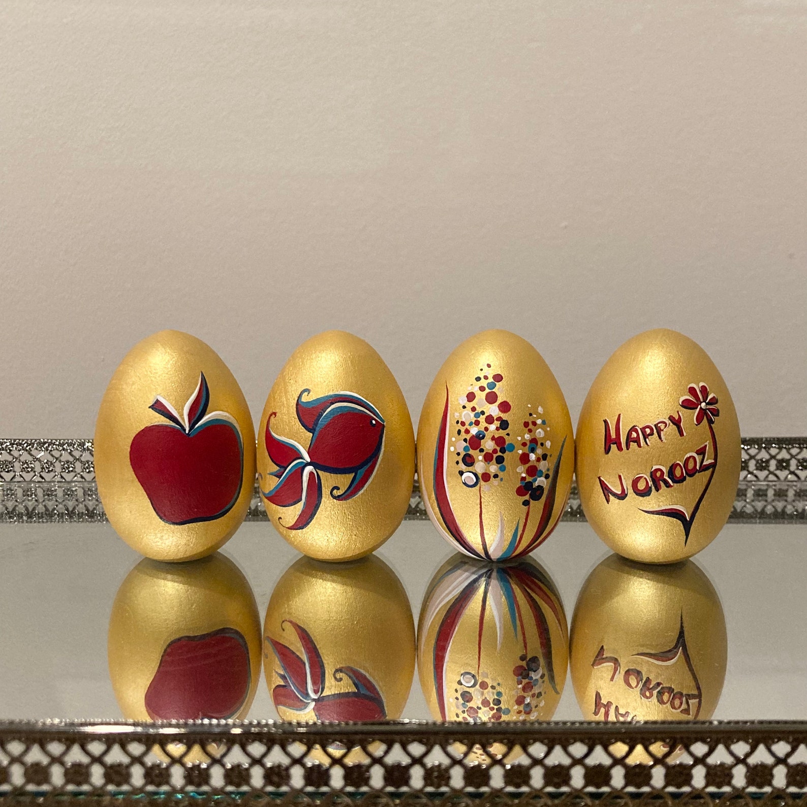 Wooden Eggs, Persian gift, Set of 4, Persian, Persian New Year, Haft seen, Haft sin, Nowruz egg, Made in Canada, Haftsin, norooz gift