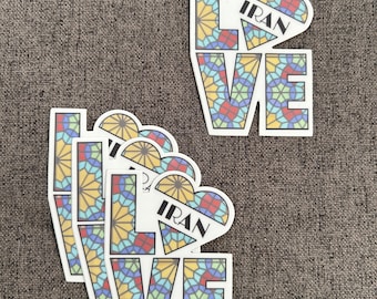 Iran Love Sticker Set, Waterproof Vinyl Decals (Set of 4)
