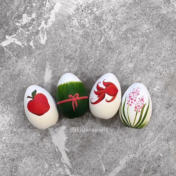 Wooden Easter Eggs, Persian gift, Set of 4, Persian, Persian New Year, Haft seen, Haft sin, Nowruz egg, Made in Canada, Haftsin, norouz 7sin