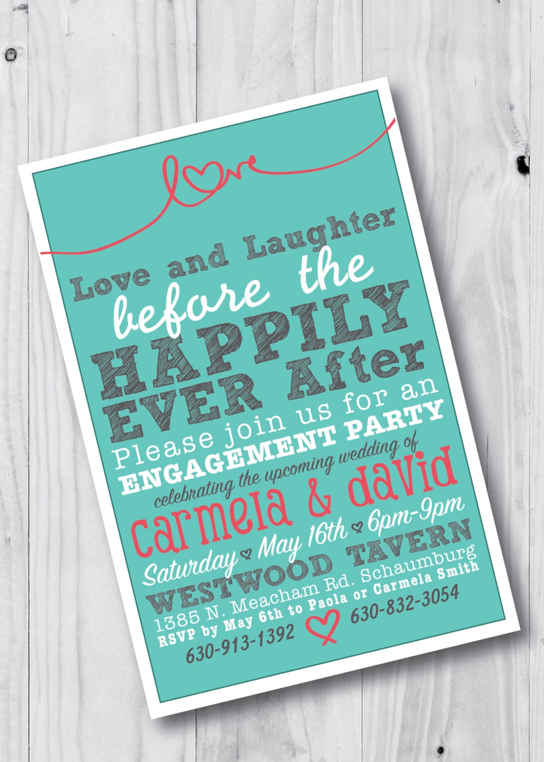 LOVE Engagement Party Invitation Etsy