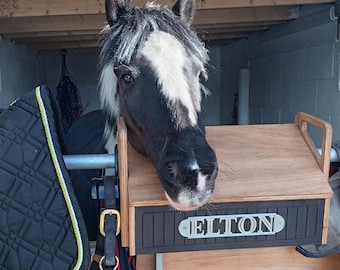 Personalised Wooden Horse Grooming Box – Plywood Stable Tidy with Nameplate – Equine Tack Storage – Handmade Equestrian Gift