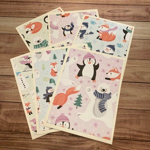 Penguins and Friends Notecards Set of 6 (1 each of 6 designs) with Envelopes Designer Series Paper by Stampin UP