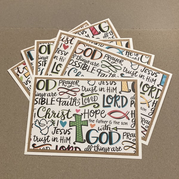 Handmade Christian Note Cards, Set of 6,  Faith, Encouragement, Prayers, Bible Verse, Blank Note Cards, Stationery Gift Set, Sympathy