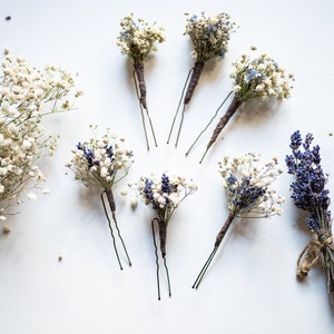 baby breath, lavender or forget me not hair pins