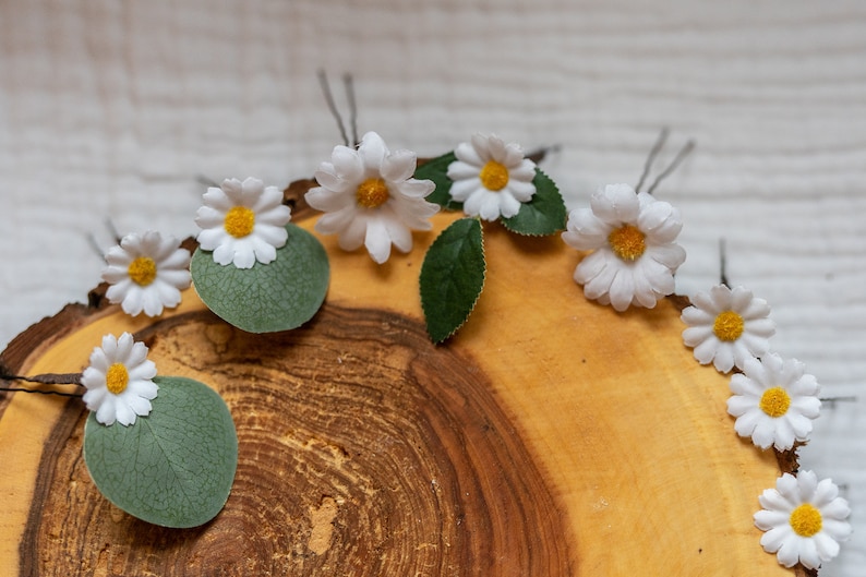 Petites épingles à cheveux artificielles en forme de marguerite image 3