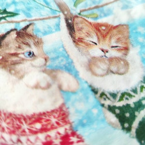 4 belles serviettes de découpage de chat chat d’hiver de Noël