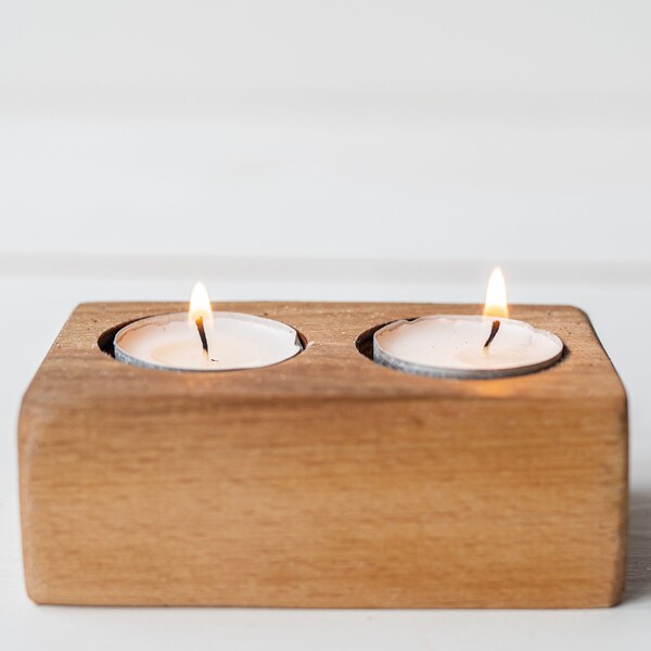 Wood Tea Light Candle Holder Etsy