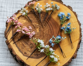 artificial silk baby breath hair pins