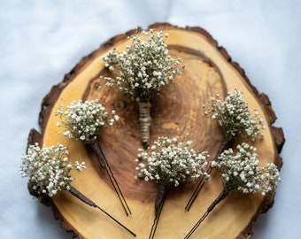 baby breath gypsophila hair pins and buttonier