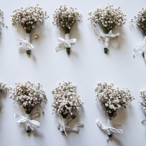 Real dried gypsophila baby breath buttoniers buttonholes