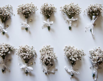 Boutonnières pour boutonnières en gypsophile véritable séchée