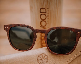 Handgemachte Holz Sonnenbrille, Unisex Vintage Sonnenbrille mit polarisierten Gläsern