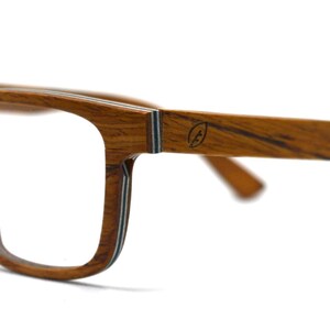 Handmade Wood Eyeglasses, Prescription-Ready Square Wood Glasses Frames image 3