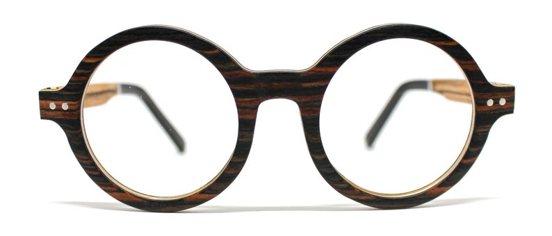 Small Round Wood Eyeglasses | Black Sandalwood Rx Frames | Unisex Prescription Ready Optical Glasses | Irving image 2