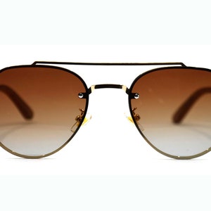Wood Aviator Sunglasses, Brown Wood and Gold Steel Polarized Sunglasses, Unisex Sunglasses