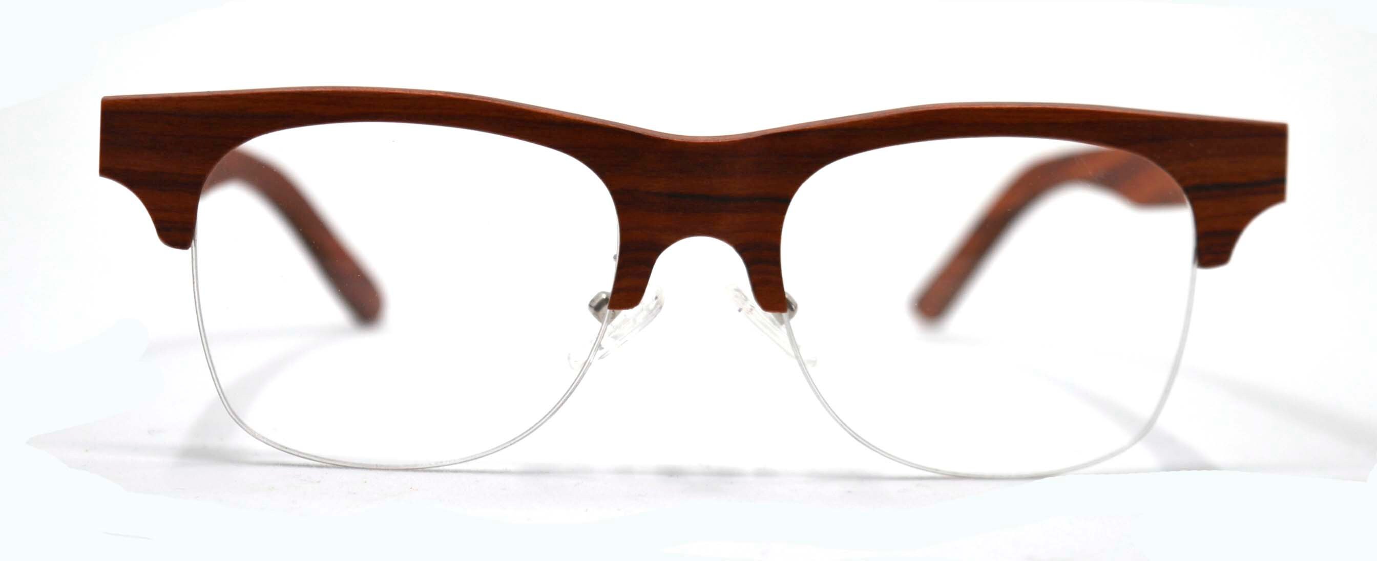 The Newport Wooden Unisex Half frame Eyeglasses Real Wood