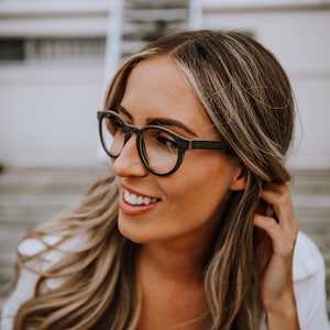 The Sterling - Black Oak Real Wood Optical Frames, Brown Oak Wood Prescription Eyeglass Frames Unisex