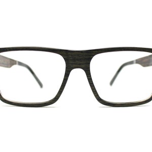 The Ainsdale - Rectangular Large Frame Eyeglasses, Unisex Real Rosewood and Black Oak Optical Frames