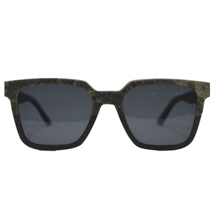 Square Stone Sunglasses: Ebony Wood Frame, Polarized Lenses