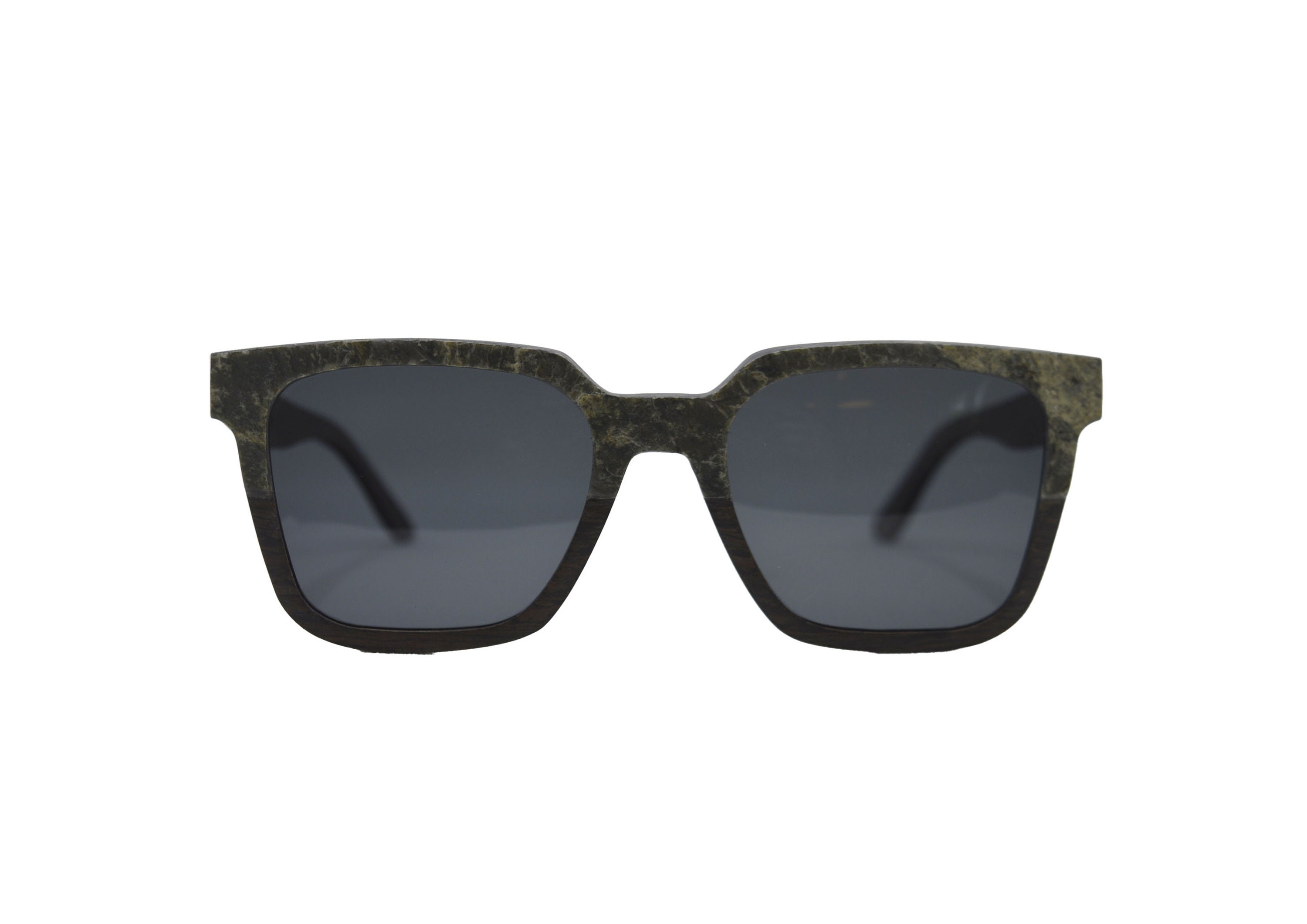 Square Stone Sunglasses: Ebony Wood Frame, Polarized Lenses  display picture 1