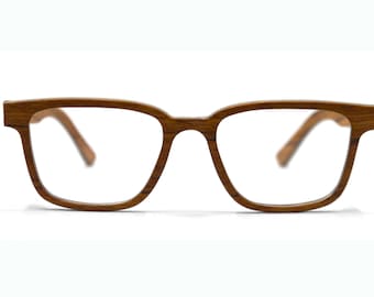 PRESCRIPTION WOOD GLASSES, Square Eyeglasses, Sustainable Wooden Clear Eye Glasses, Rectangular Framed Eye Glasses