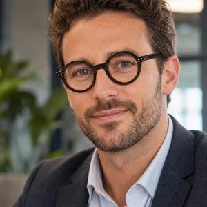 May include: Round eyeglasses with a dark brown and black wood-grain patterned frame. The glasses feature thin circular rims, a straight bridge, and small silver-toned metal rivets on the outer corners of the frame front, providing a distinct look.