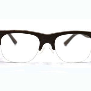 The Newport - Wooden Unisex Half-Frame Eyeglasses, Real Wood Prescription-Ready Eyeglass Frames