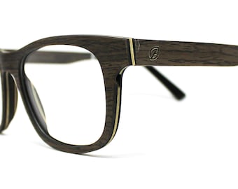 Black Oak Wood Eyeglass Frames: Gretna Wayfarer Style