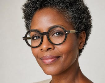 Round Wood Eyeglasses | Black Sandalwood Prescription Ready Frames | Vintage Unisex Optical Glasses | Irving