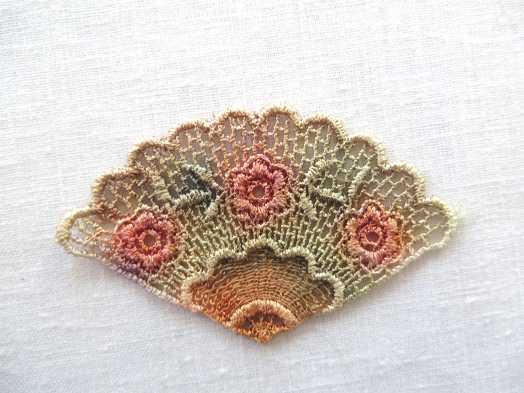 Fan Applique With Flowers Hand-dyed Venise Lace 6018D - Etsy