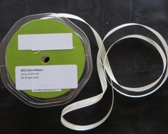 Ivory Satin Ribbon 1/4 inch 8013