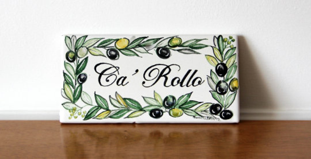 Italian Ceramic Sign With Names and Olives. Home Tile Whit Name ...