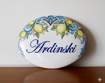 Handmade Ceramic House Address and Name Sign | Personalized Tile, House Number and Last Name, Housewarming Gift