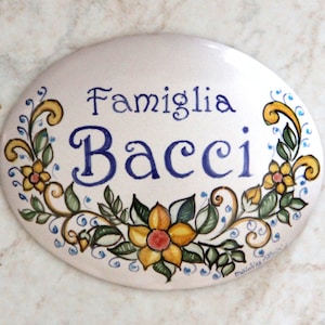 Gepersonaliseerde plaquettes met familienamen. Huisdeurborden. Cadeau-ideeën voor de tuin. Gepersonaliseerde decoraties met groeten