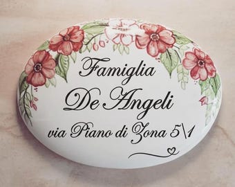 Custom sign: House Number tile, Family Name plaque, Personalized Home Gift, Hand-Painted Italian Artistic Ceramic Tile