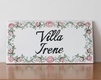 Personalized Italian Ceramic House Plaque, Custom Family Name Sign, Hand Painted Majolica Tile, New Home or Wedding Gift Made in Italy
