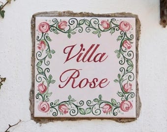 Personalized Ceramic Plaque with Names, Italian Hand-Painted House Sign, Custom Couple Birthday Gift & Anniversary
