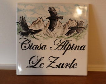 Personalized Italian artistic ceramic tile to hang on the wall, hand painted with personalized decoration and writing, gift idea