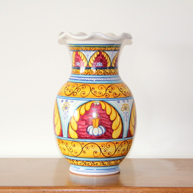Red Italian Ceramic Vase For Flowers Large Vases Centrepiece Etsy