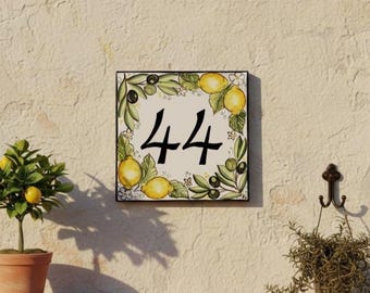 Italian ceramic sign custom gift | customizable Ceramic House Number Tile | Hand-Painted Italian Address Signs | Personalized Door Plaque