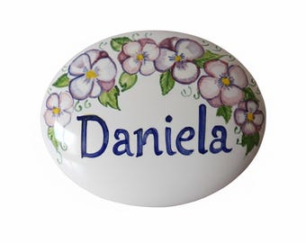 Custom outdoor number sing, ceramic house name tile with blessing. Family welcom home in Italian ceramic art. Kitchen decor. Made in Italy