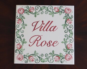 Personalized Ceramic Plaque with Names, Italian Hand-Painted House Sign, Custom Couple Birthday Gift & Anniversary